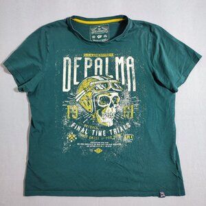 Tokyo Landry T-shirt men's size L green colour with graphic design short sleeve